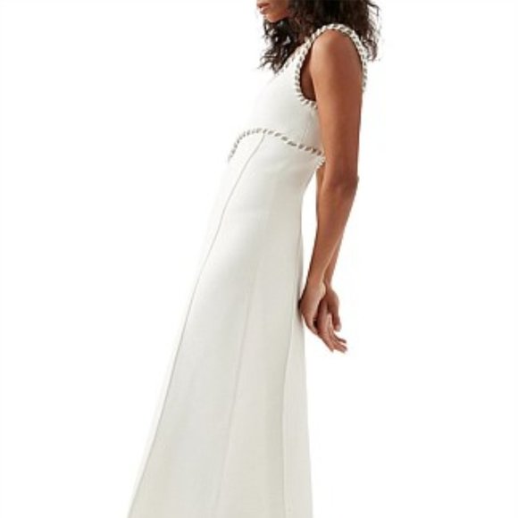 Aje Carve Abstract Knit Midi Dress - Ivory White NWT - Size M (US 6) - Picture 1 of 10